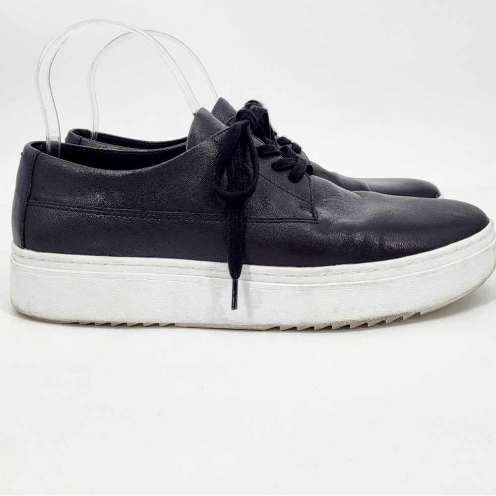 Eileen Fisher Prop Leather Platform Sneakers Black Lace Up Size 9 Shoe